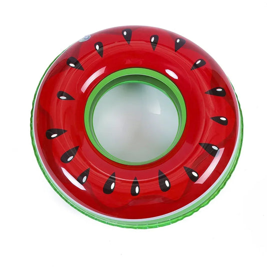 90 Size Inflatable Swimming Ring - Fruit Patterned Swimming Inner Ring with anti Leakage Valve, Thick PVC Material